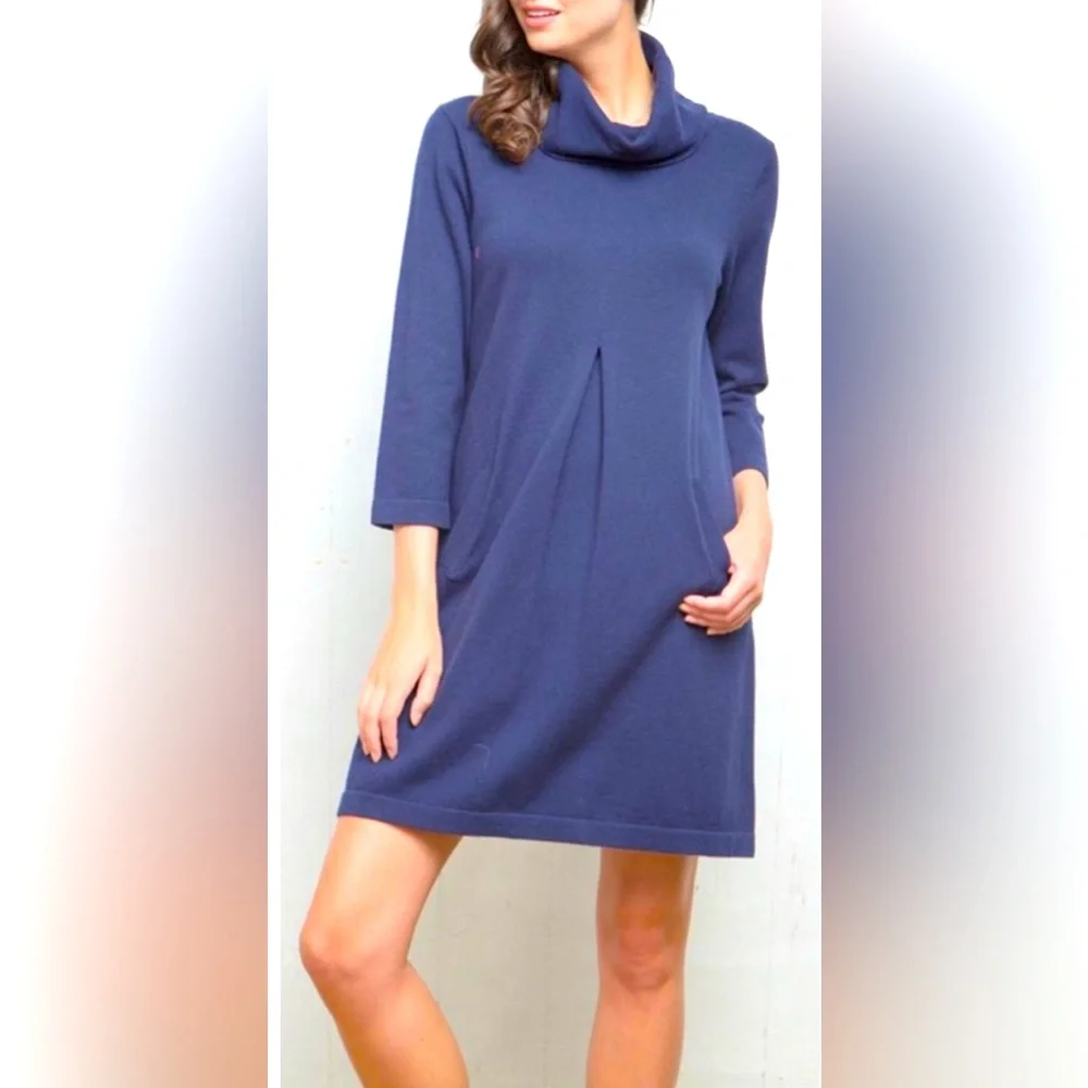 NWT Tyler Böe Kim Energy Blue Cowl Neck Dress XS Cashmere Cotton Nylon